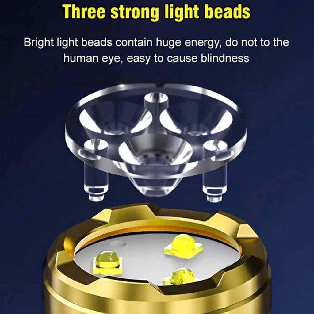 Three Eye Mini Flashlight Portable Outdoor LED Flashlights High Lumens Three Eyed Rechargeable Long Range For Outdoor