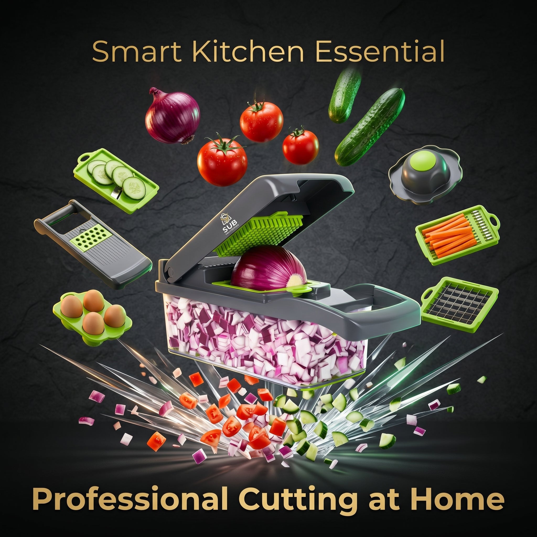 16 in 1 Nicer Dicer Plus Vegetable & Fruit Cutter – Multi Function Kitchen Chopper & Slicer