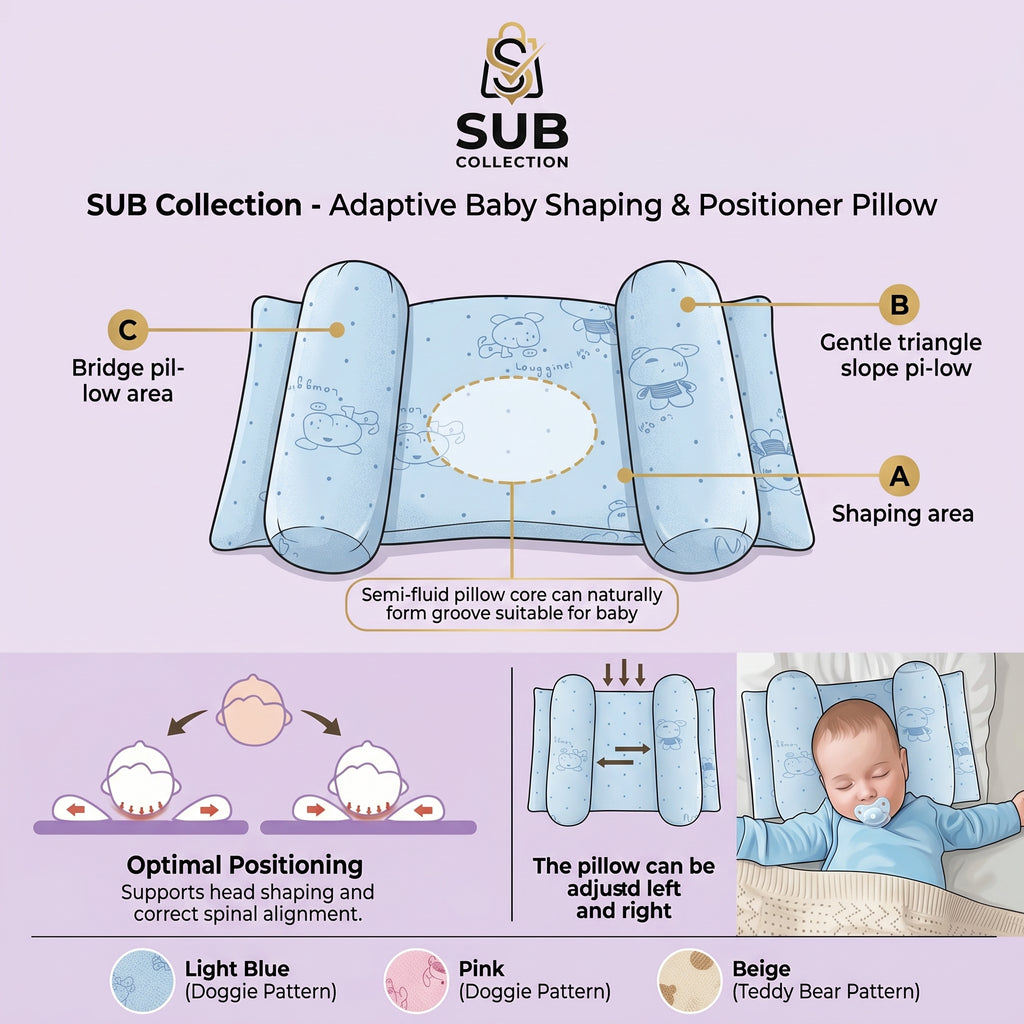 Baby Head Shaping Pillow Hypoallergenic, Flat Head Prevention, Pediatrician Approved