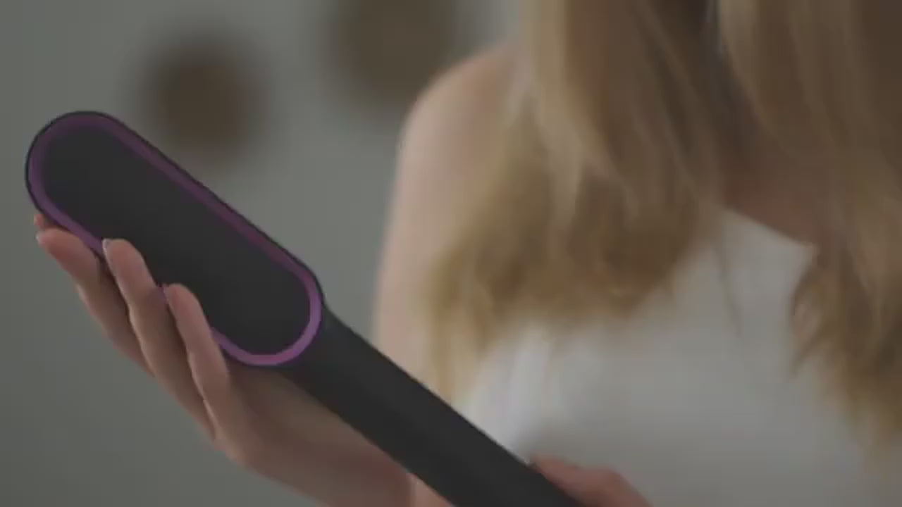909 Hair Straightening Brush | Electric 2‑in‑1 Straightener & Curler | Heating Styling Comb | Quick 3‑Minute Styling