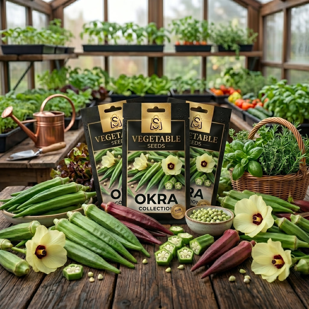 🌿 Premium Okra Seeds Packet-10(بھنڈی کے بیج)